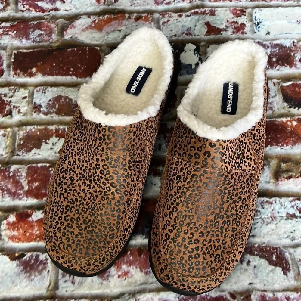 *Lands end brown black animal slip on casual shoes